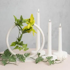 Circular Metal Vase White (25cmH)