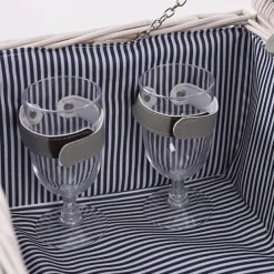 Classic 4 Person Picnic Basket Satin White (42x28x20cmH)