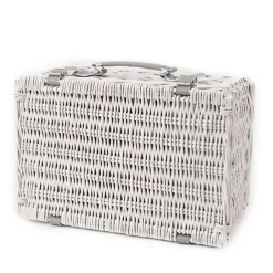 Classic 4 Person Picnic Basket Satin White (42x28x20cmH)