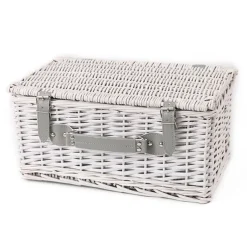 Classic 4 Person Picnic Basket Satin White (42x28x20cmH)