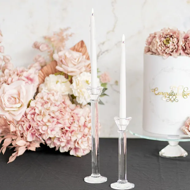 Classic Crystal Glass Candle Holder Clear (32cmH)