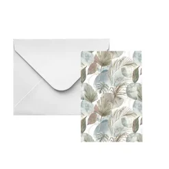 Classic Gift Card & Envelope Neutral Leaves Pk25(6.5x10cmH)