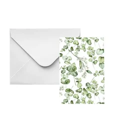 Classic Gift Card & Envelope Eucalyptus Pk25 (6.5x10cmH)