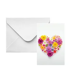 Classic Gift Card & Envelope Heart Blooms Pk25 (6.5x10cmH)