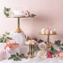 Classic Gloss Metal Cake Stand Gold (30cmDx22cmH)