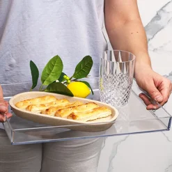 Clear Acrylic Tray Rectangular w Handles (40x30x4cmH)
