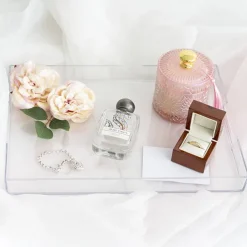 Clear Acrylic Tray Rectangular w Handles (40x30x4cmH)