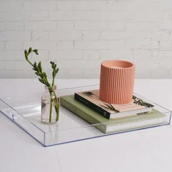 Clear Acrylic Tray Rectangular w Handles (35x25x4cmH)