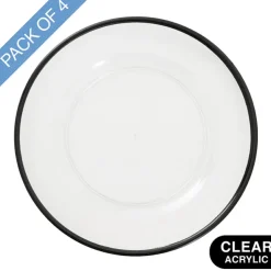 Clear Charger Plate w Black Edge Pack 4 (33cmD)