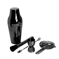 Cocktail Shaker 5PC Set Metallic Black