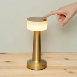 Cordless Designer LED Table Lamp Gold (21cmH)