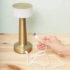 Cordless Designer LED Table Lamp Gold (21cmH)
