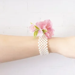 Corsage Pearl Wrist Bracelet w Ribbon Pack 2 (8cmLx2.5cmH)