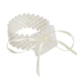 Corsage Pearl Wrist Bracelet w Ribbon Pack 2 (8cmLx2.5cmH)
