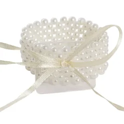Corsage Pearl Wrist Bracelet w Ribbon Pack 2 (8cmLx2.5cmH)