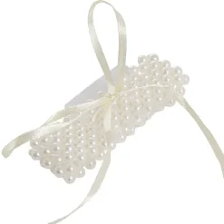 Corsage Pearl Wrist Bracelet w Ribbon Pack 2 (8cmLx2.5cmH)