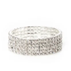 Corsage Wrist Bracelet Diamante x 5 Strand Clear