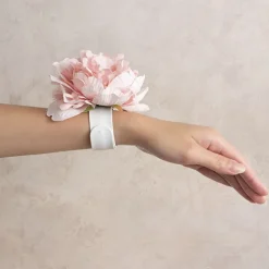 Corsage Wrist Bracelet Pack 2 Slap Snap White (21cmLx2.5cmH)