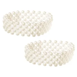 Corsage Wrist Bracelet Pearl Bead x 5 Strand Pack 2 White