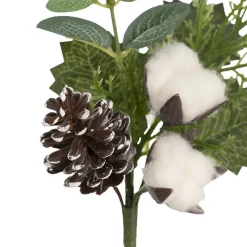 Cotton Pinecone Pick Pack 4 White (24cmH)