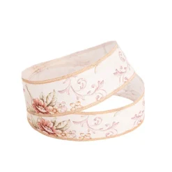 Cotton Ribbon Vintage Floral Flowers Cream (38mmx10m)