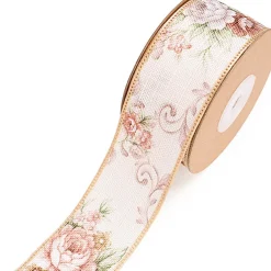 Cotton Ribbon Vintage Floral Flowers Cream (38mmx10m)
