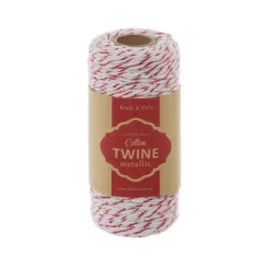 Cotton Twine 2mm X 100m Metallic Red White