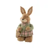 Country Female Bunny w Flower Basket Green (38cmH)