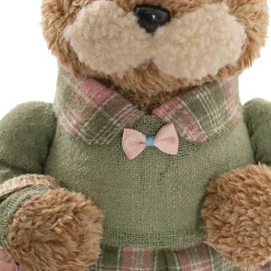 Country Female Bunny w Flower Basket Green (38cmH)