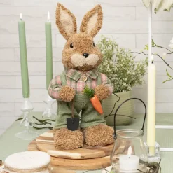 Country Male Bunny w Shovel & Carrot Green (38cmH)