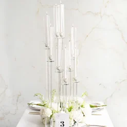 Crystal Candelabra 10 Glass Candle Holders Clear (109cmH)