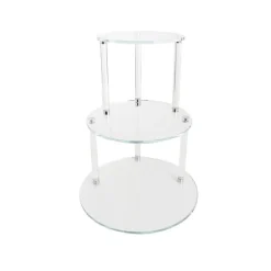 Crystal Glass 3 Tier Cake Display Stand Clear (38cmH)