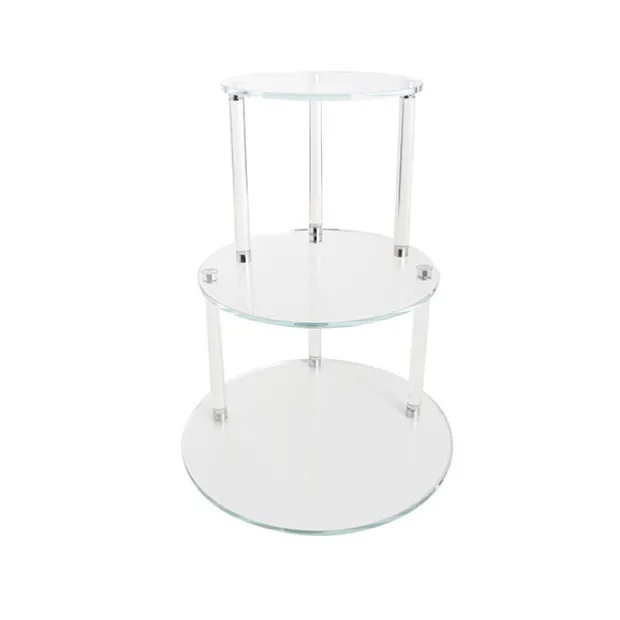 Crystal Glass 3 Tier Cake Display Stand Clear (38cmH)