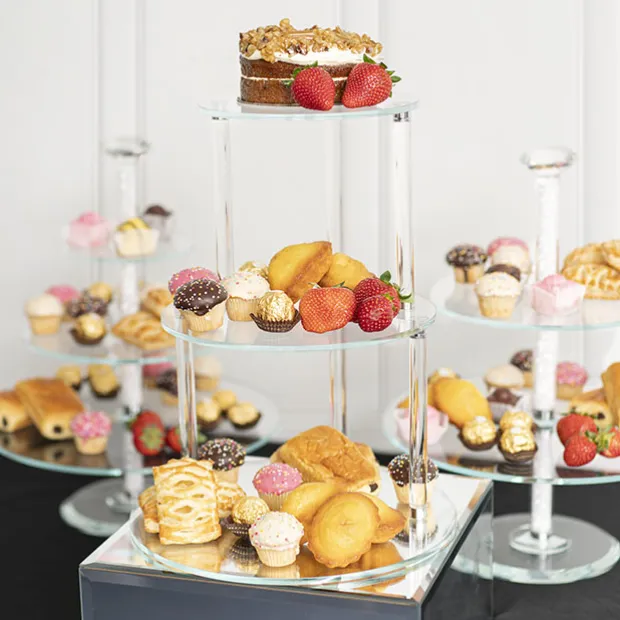 Crystal Glass 3 Tier Cake Display Stand Clear (38cmH)
