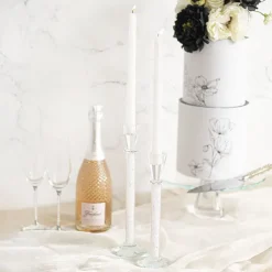 Crystal Glass Dinner Candle Holder Clear (25cmH)