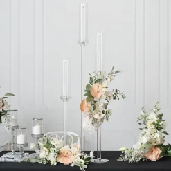 Crystal Glass Single Pillar Candle Holder Clear (80cmH)