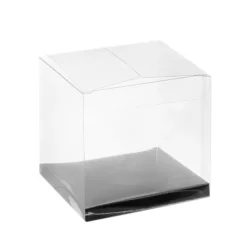 Cupcake Box Clear Base 30mic Silver (90x90x90mm) Pack 10