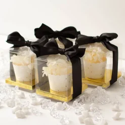 Cupcake Box Clear with Base 30mic Gold (90x90x90mm) Pack 10