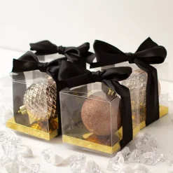 Cupcake Box Clear with Base 30mic Gold (90x90x90mm) Pack 10