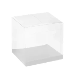 Cupcake Box Clear with Base 30mic White (90x90x90mm) Pack 10