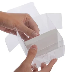 Cupcake Box Clear with Base 30mic White (90x90x90mm) Pack 10