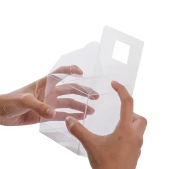 Cupcake Box Clear with Base 25mic Gold (80x80x80mm) Pack 10