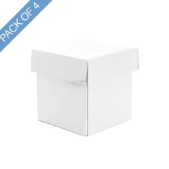 Cupcake Box with Lid and Insert White Pack 4 (10x10x10cmH)