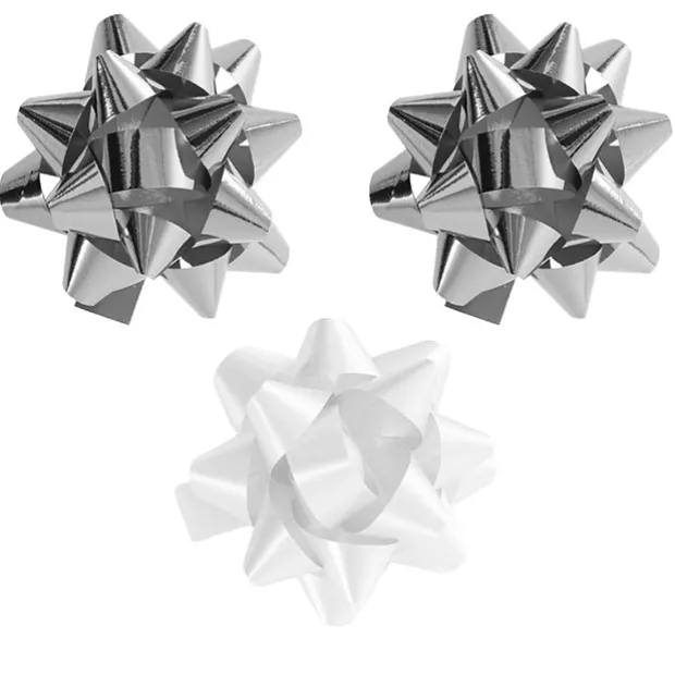 Curling Ribbon & Bows Gift Wrap Finishing Set White & Silver
