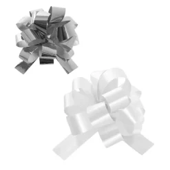 Curling Ribbon & Bows Gift Wrap Finishing Set White & Silver
