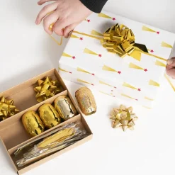 Curling Ribbon & Bows Gift Wrap Finishing Set Metallic Gold