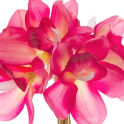 Cymbidium Orchid Bouquet Real Touch 6 Flowers Hot Pink 25cmH