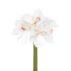 Cymbidium Orchid Bouquet Real Touch 6 Flowers White (25cmH)