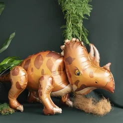 3D Foil Balloon Triceratops Dinosaur Brown (95Lx50cmH)