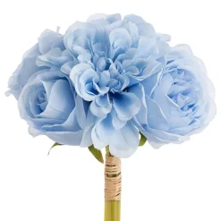 Dahlia & Cabbage Rose Bouquet Soft Blue (28cmH)